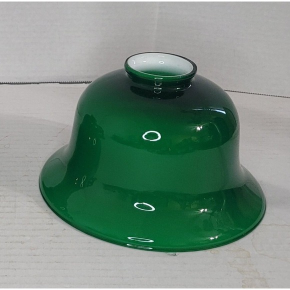 Emerald Green Other - Emerald Green Cased Glass over White Pendant Lamp Shade Vtg 7.5" x 2"